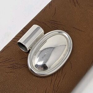 TAXCO MEXICO Sterling Silver Oval Pendant Slide Bail 11.4g No Chain 1.5" x 1.25"